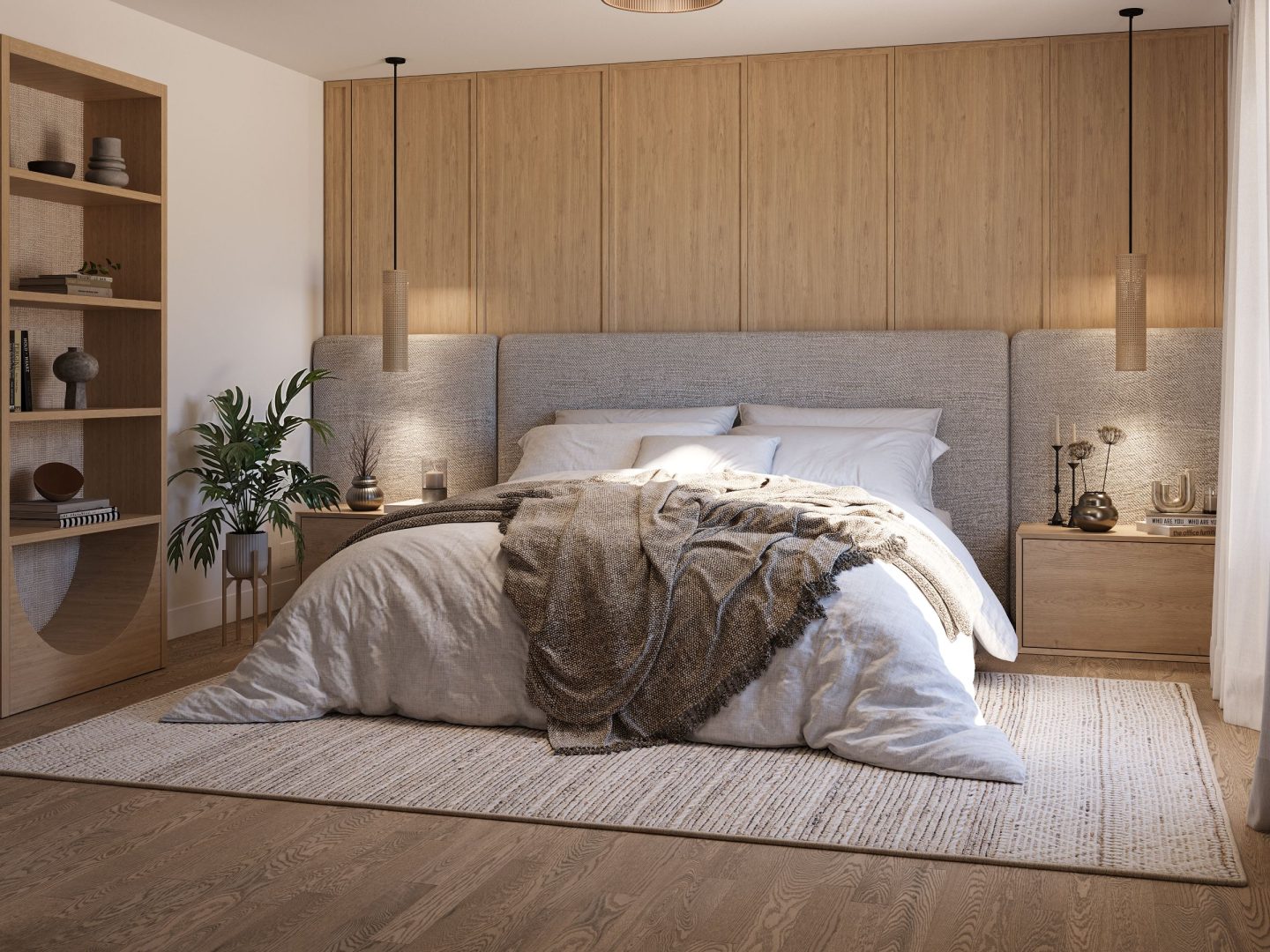 Modèle Moretta, un plain-pied de style contemporain. Vue de la chambre.