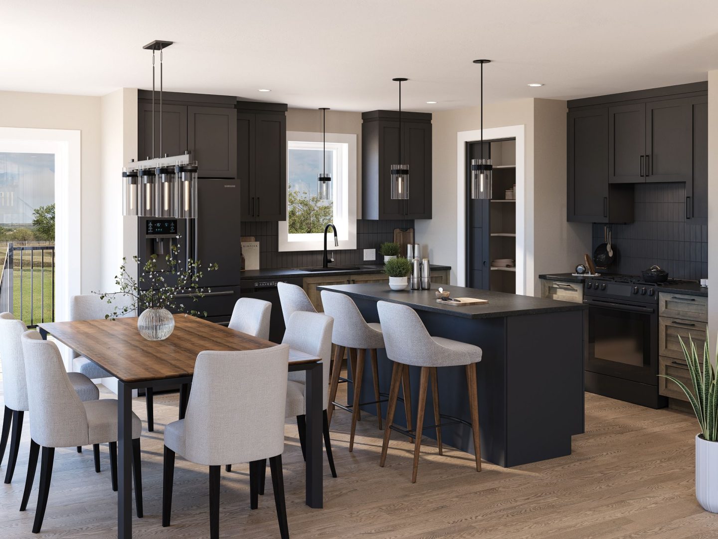 Modèle Moretta, un plain-pied de style contemporain. Vue de la cuisine.