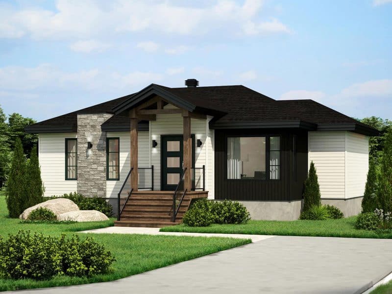 Modèle Urbanova, une maison de plain-pied de style traditionnelle contemporain. Vue de l'extérieur