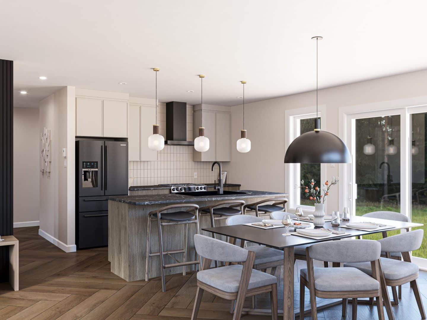 Modèle Arabica, une maison de deux étages de style moderne. Vue de la cuisine.