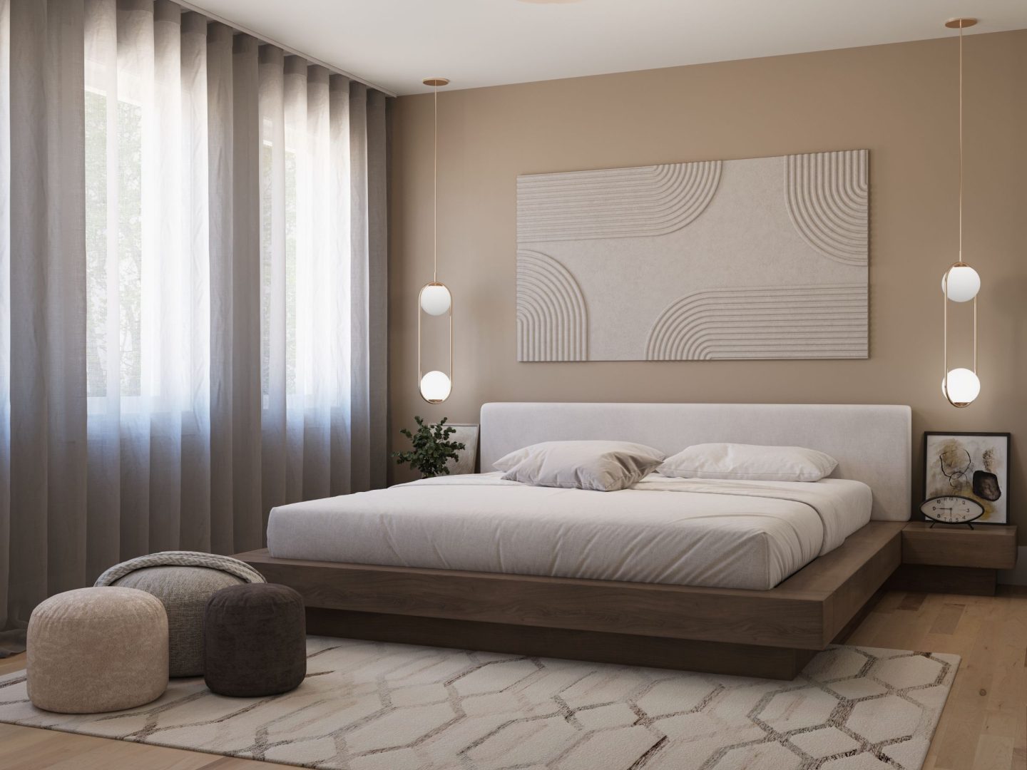 Le modèle Rauma est un plain-pied de style Scandinave. Vue de la chambre des maîtres.