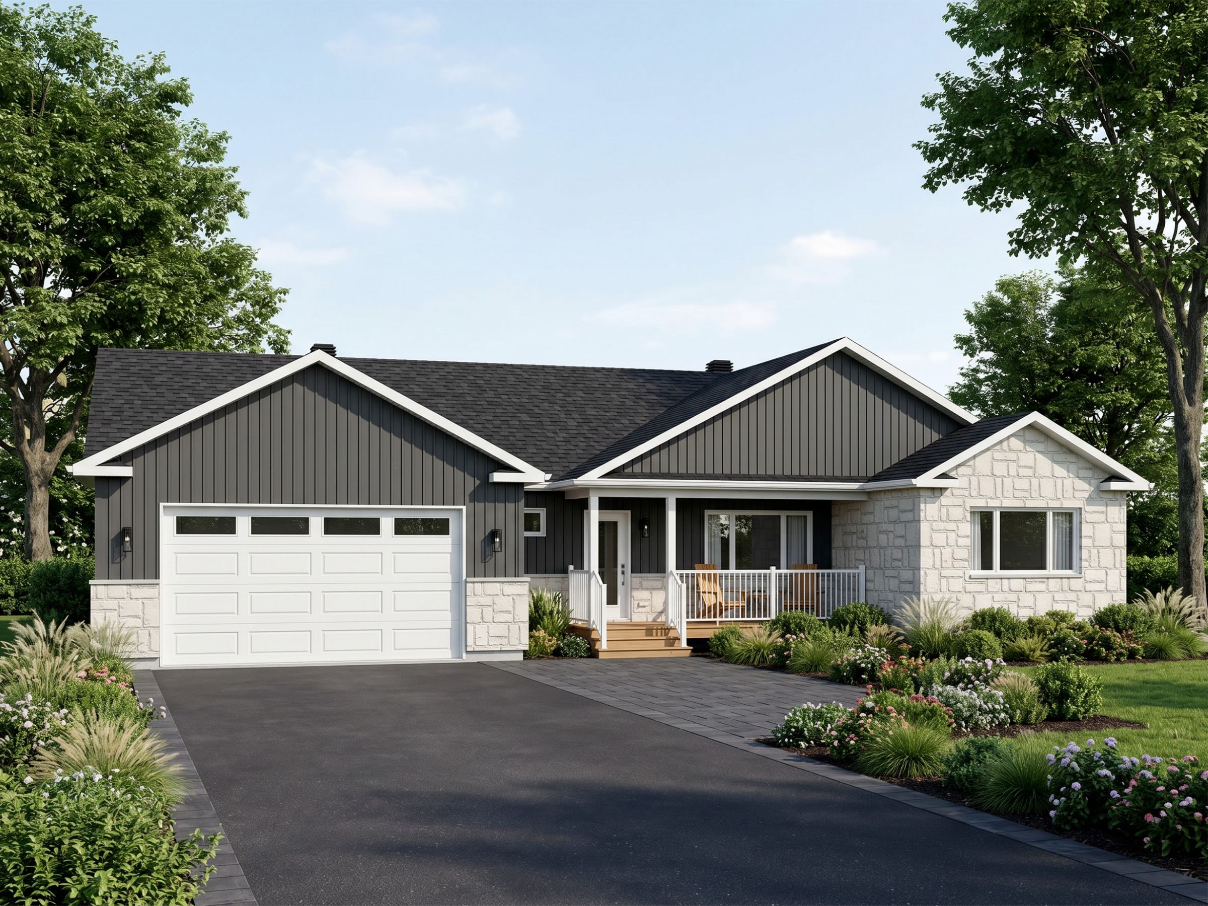 Modèle Kensington est une maison plain-pied de style contemporain. Vue de l'extérieur.