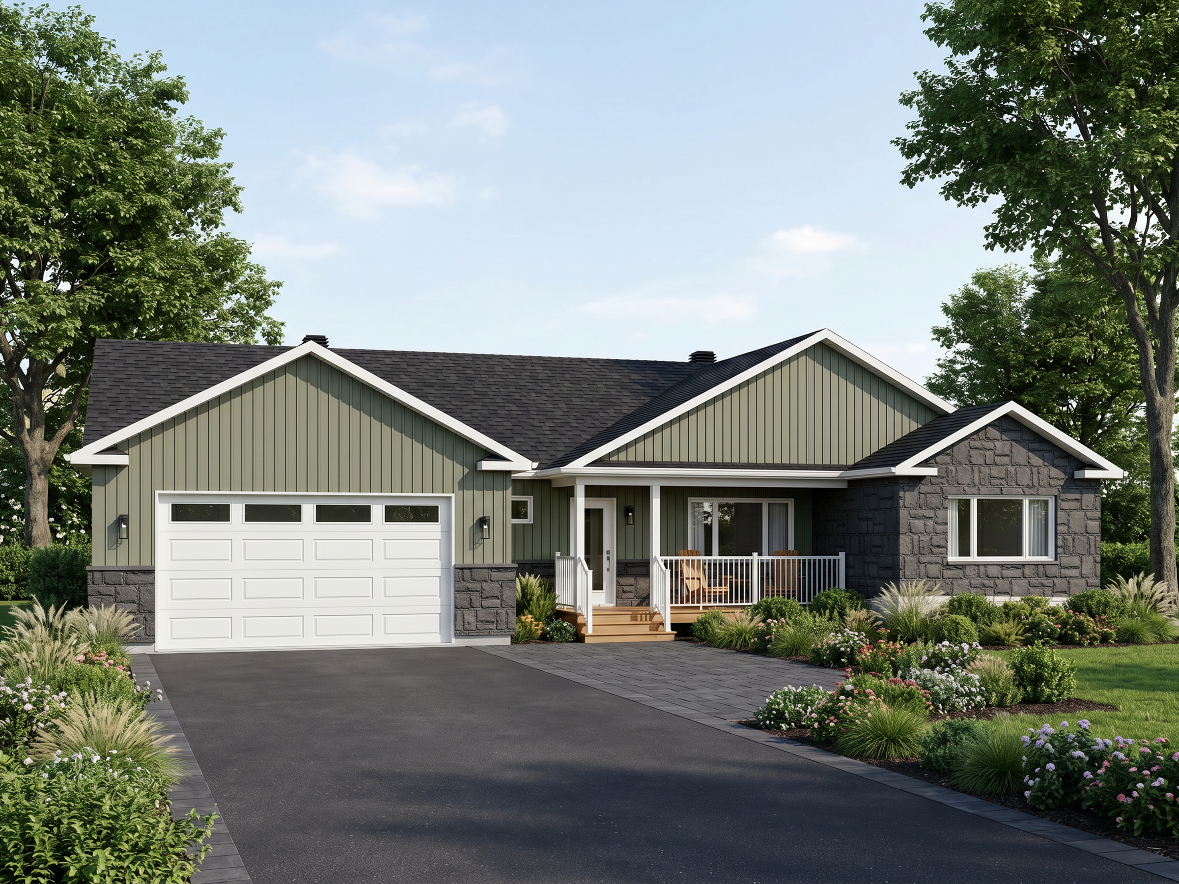 Modèle Kensington est une maison plain-pied de style contemporain. Vue de l'extérieur.