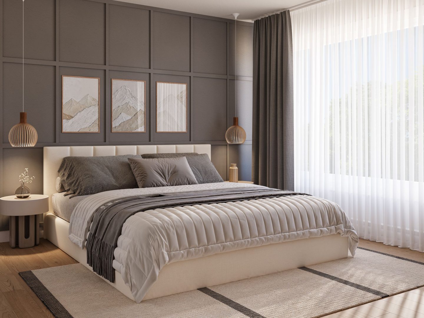 Le modèle Luxuraest une maison de deux étages de style comptemporain. Vue de la chambre.