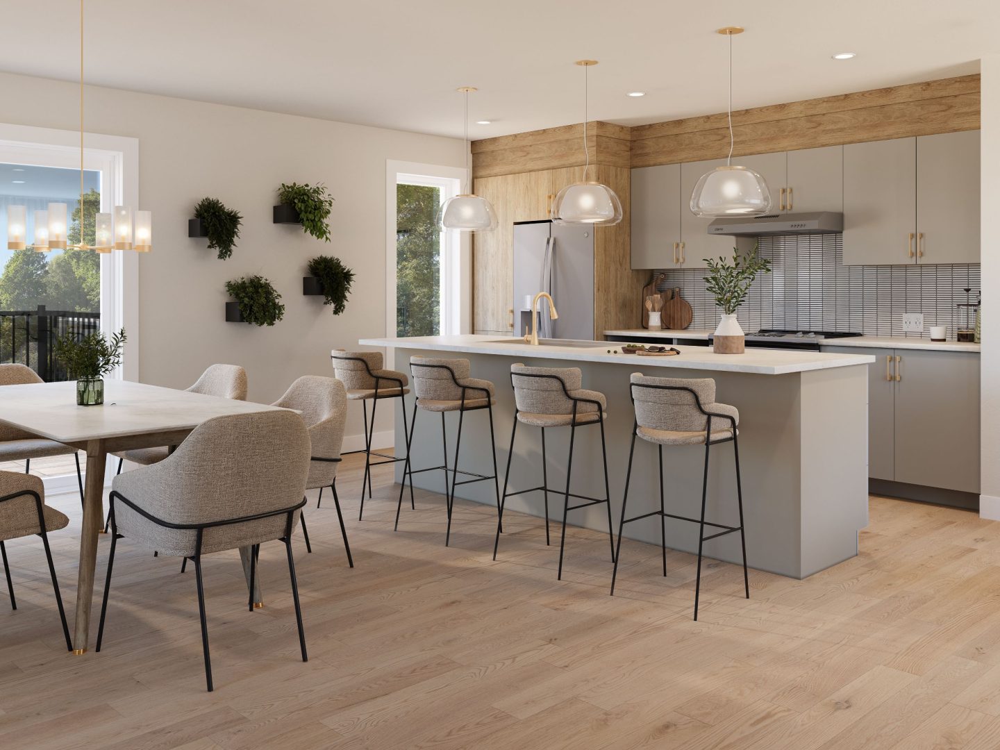 Le modèle Luxuraest une maison de deux étages de style comptemporain. Vue de la cuisine.