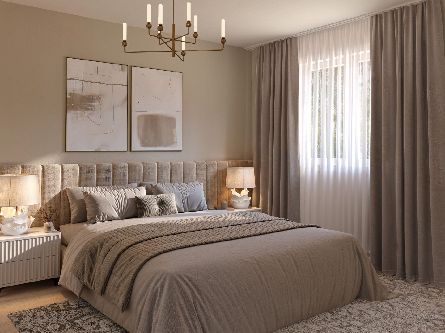 Modèle Zurich, un chalet de style villégiature. Vue de la chambre.