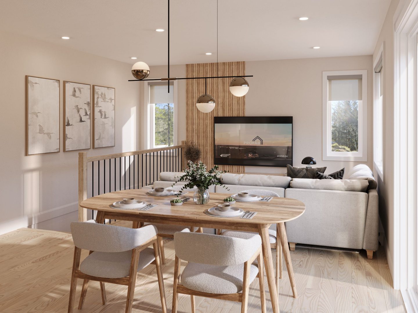 Modèle Askel est une maison plain-pied de style scandinave. Vue de la salle à manger.