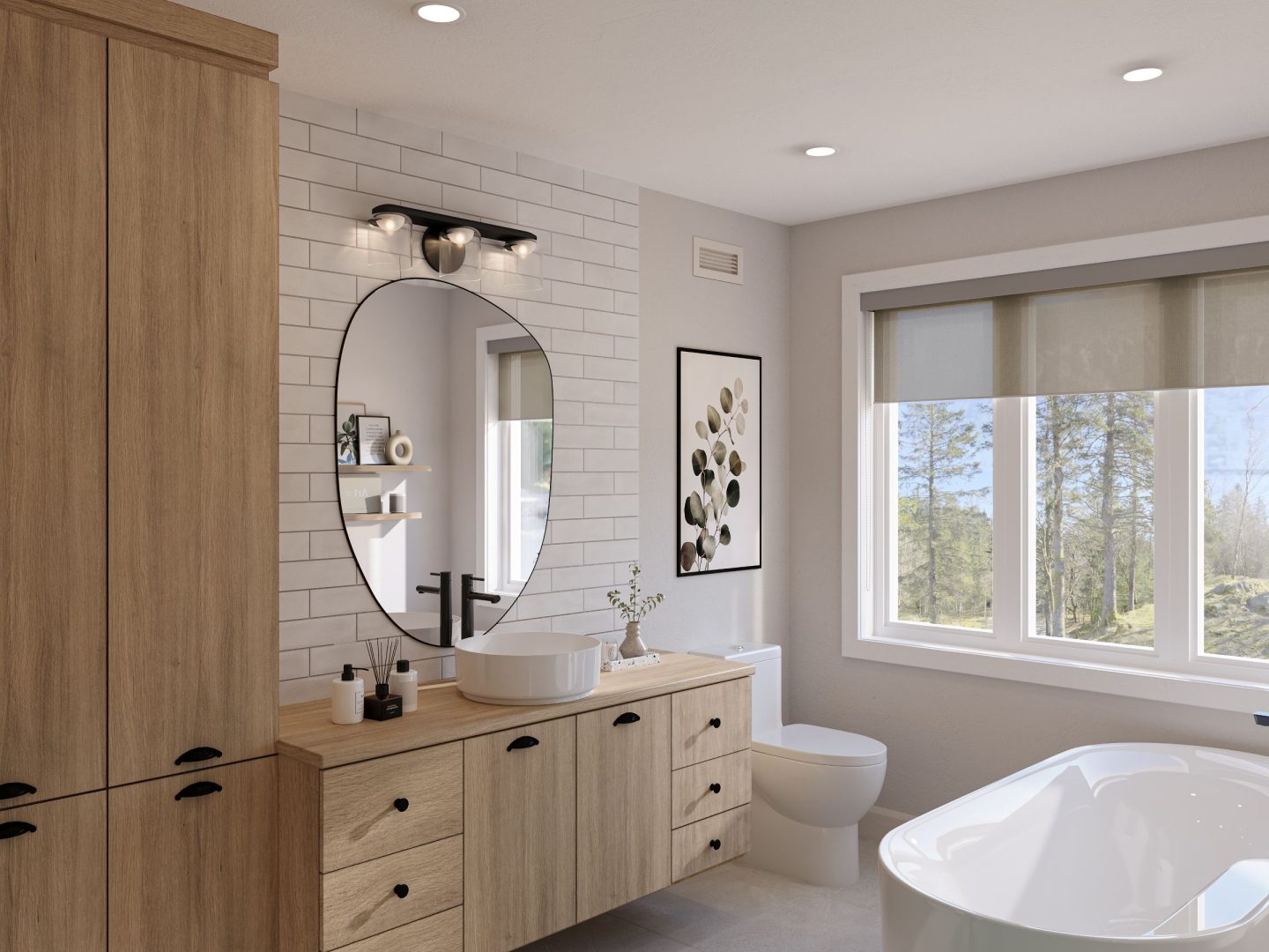 Modèle Askel est une maison plain-pied de style scandinave. Vue de la salle de bain.